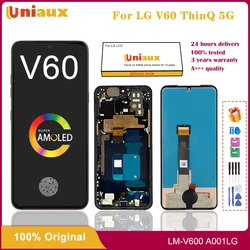 Pantalla LCD AMOLED Original de 6,8 pulgadas para LG V60 ThinQ 5G V600, digitalizador de pantalla táctil con marco para LG V60