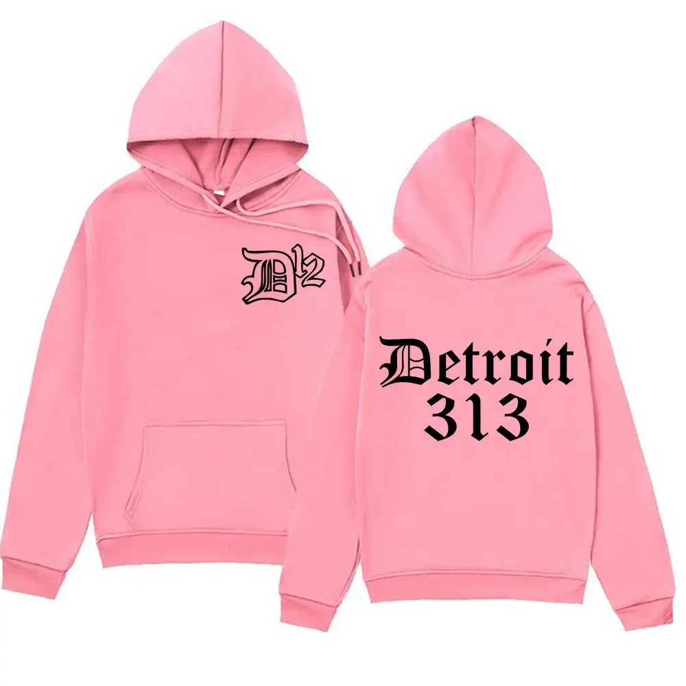 D12 Band Rapper Eminem Hoodie Detroit Michigan 313 Print Hoodies Men Women Hip Hop Vintage Style Sweatshirt Oversized Streetwear