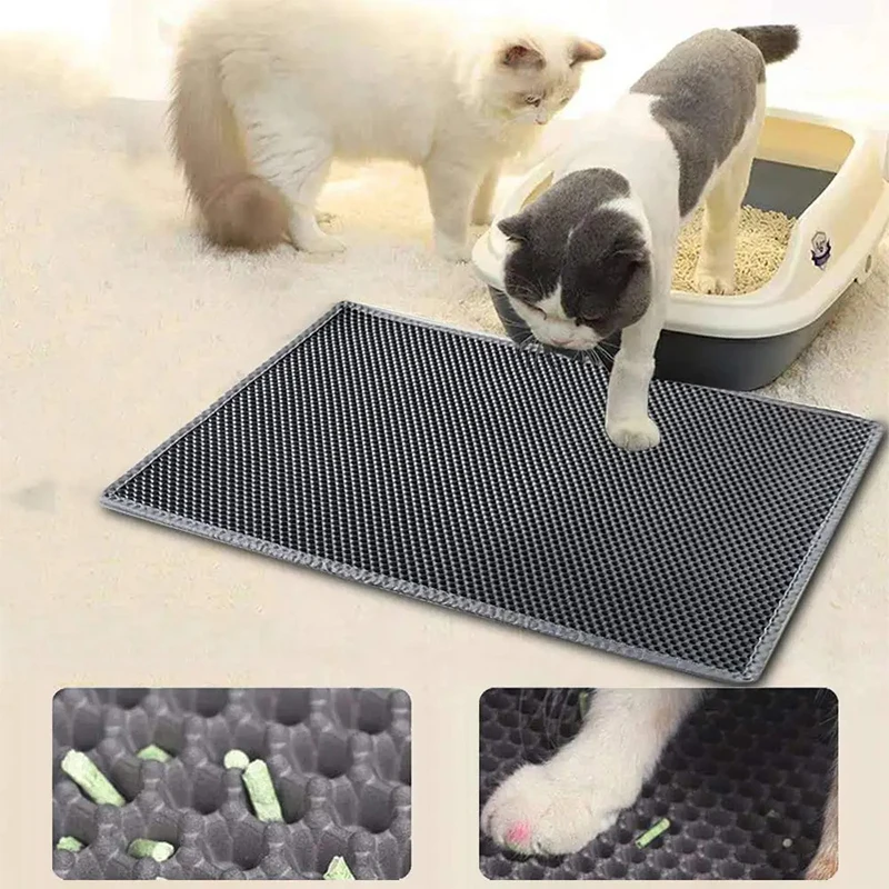 Double-layer Cat Litter Anti-take-out And Splash Pad Eva Waterproof And Antiskid Foldable Washable Mat Pet Cat Cleaning Supplies