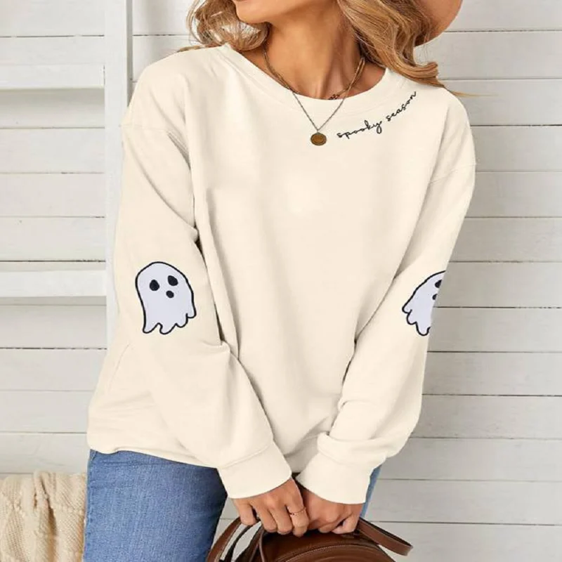 

Halloween Ghost Print Sweatshirts Women's Long-Sleeved Loose And Comfortable Pullover Fashion Trend Woman Clothing Hoodie
