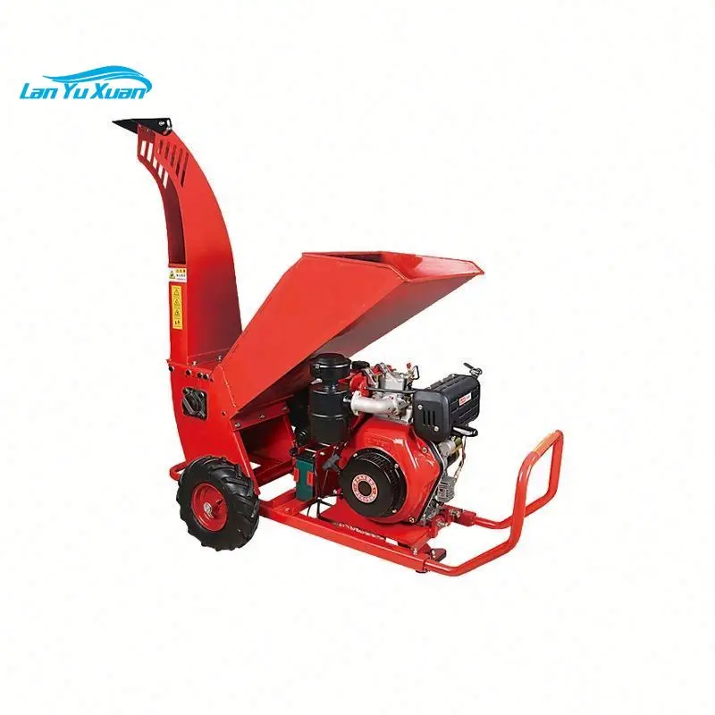 Forestry machinery gasoline engine Skid Steer Mounted industrial wood chipper shredder mobile wood crusher machine