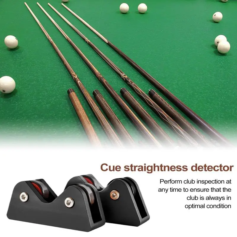 Cue Straightness Detector 2 Pieces Portable Pool Billiards Straightening Tester Metal Multifunctional Roller Inspect Tool Tip