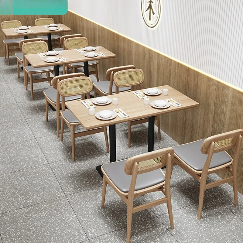 New Product Commercial Use Wooden Restaurant Cafe Table Square Wood Top Metal Base Dining Table For Restaurant