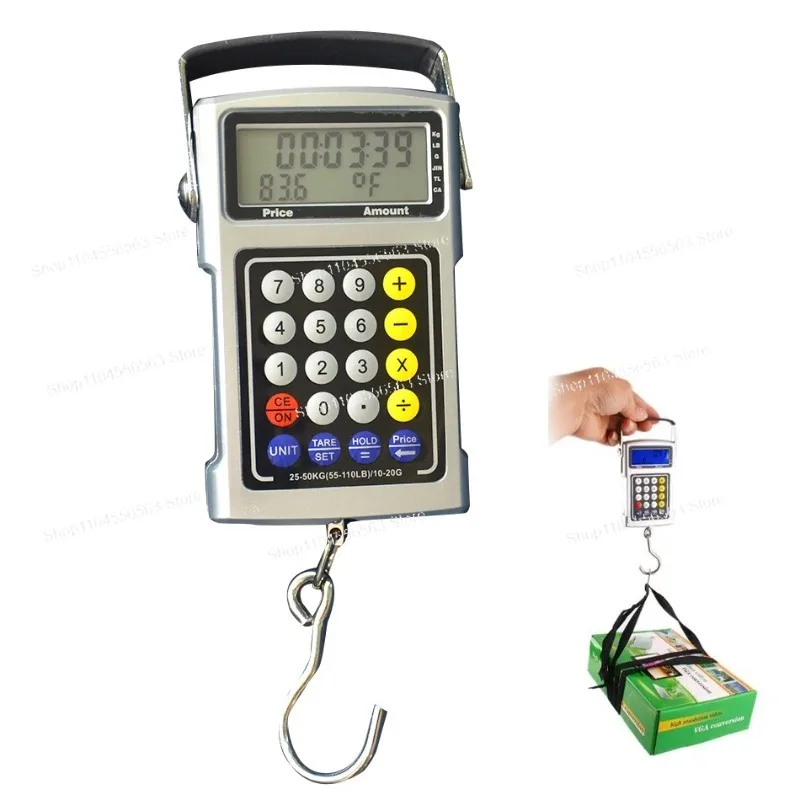 50kg Digital Hanging Scale 20g High Precision Luggage Scale with Calculator temperature sensor Electronic Hook Scale for Travel