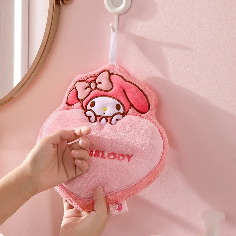 Sanrio Kawaii Cinnamoroll Hand Towel MyMelody Anime Bathroom Personalized Thickened Water Absorbent Children's Safety Hand Wipes