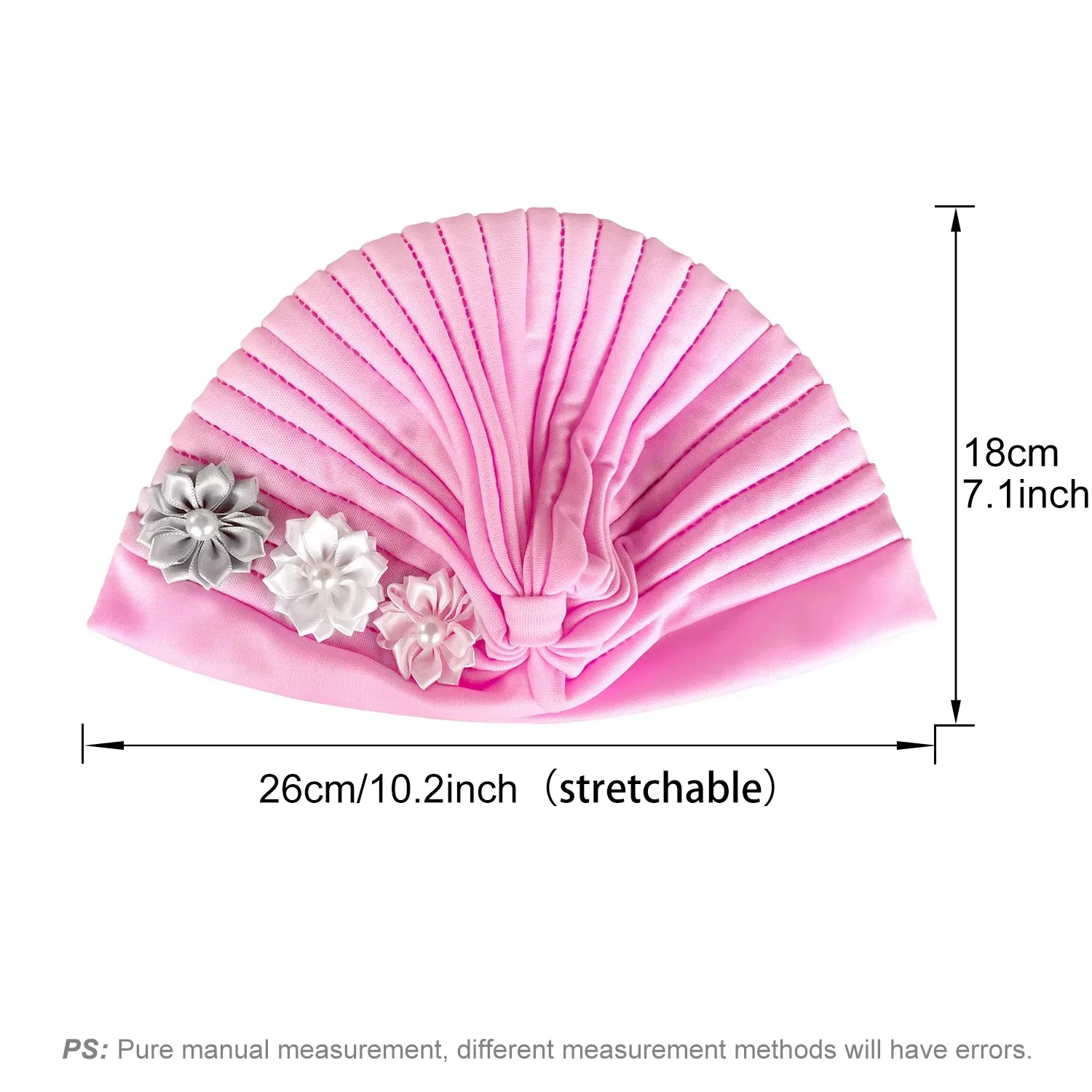 Flower Pearl Turban Pleated Inner Hijab Hat Women Chemo Cap Muslim Headscarf Beanies Bonnet Arab Islamic Hair Loss Turbante