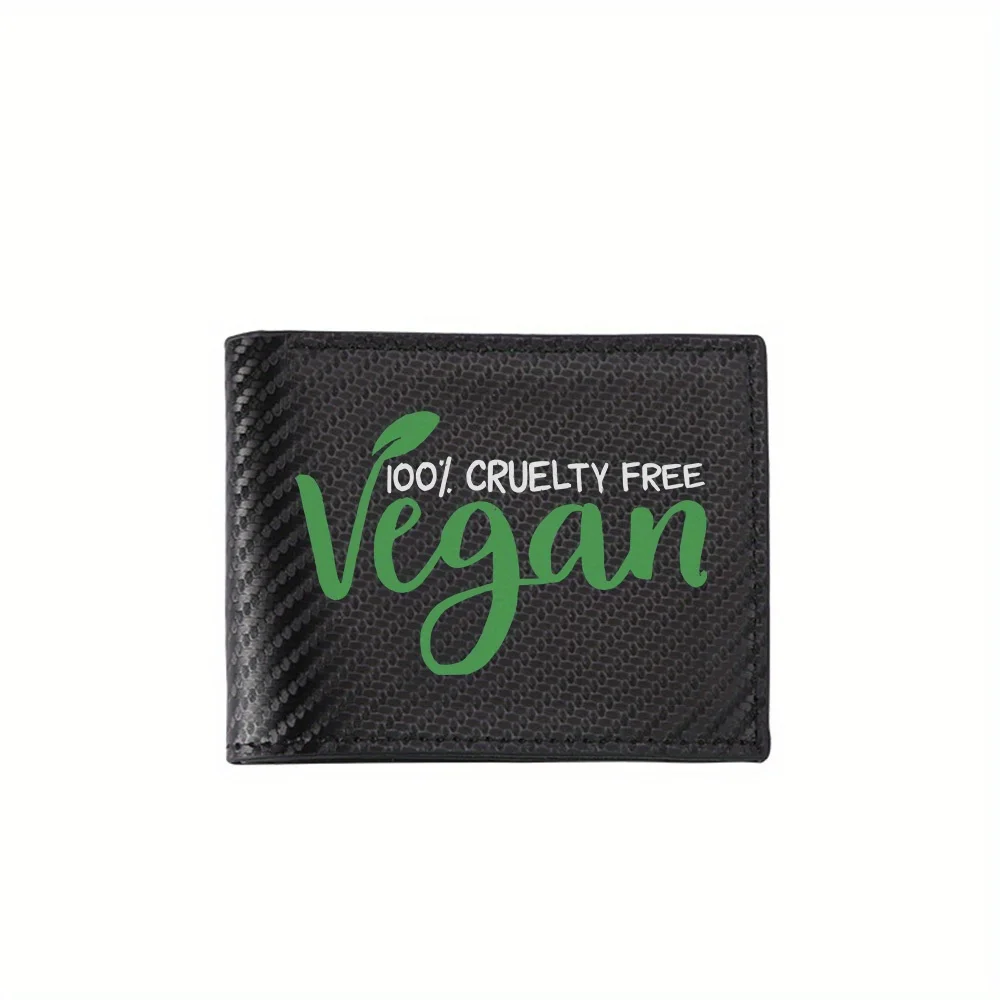 Vegan word,cruelty free Men's Wallets Simple Business Modern Stylish Printing Design Gifts For Father Boyfriend Christmas Lover