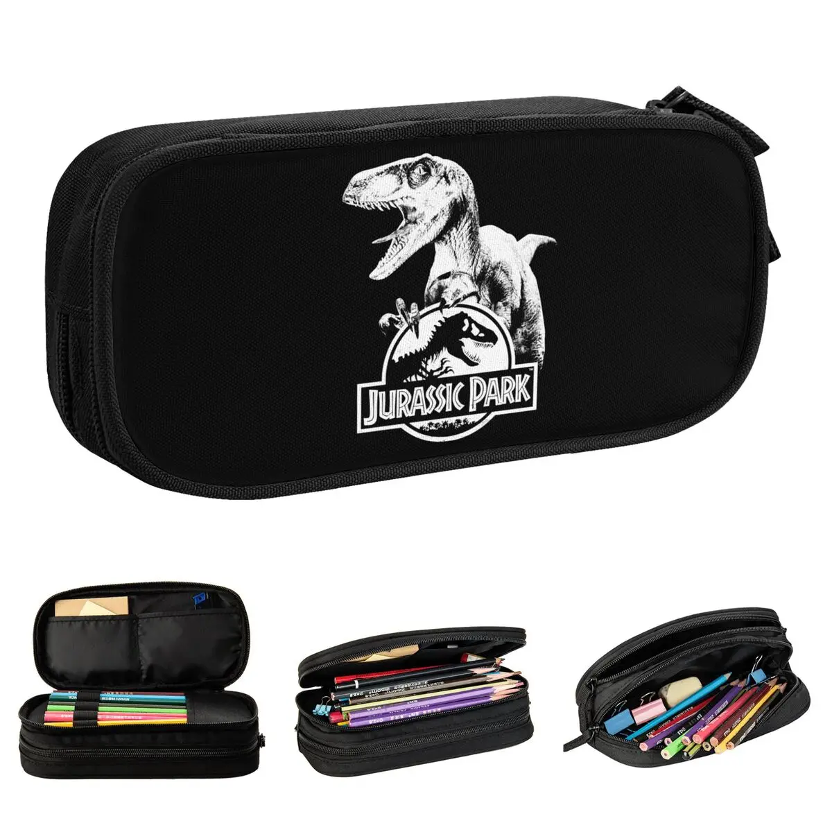 

Пеналы с логотипом «Парк Юрского периода» Велоцираптор, милые сумки для ручек для студентов, большие школьные принадлежности для хранения, подарочные пеналы