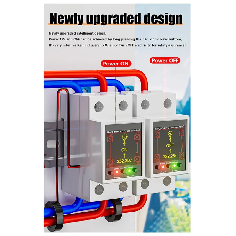 ABJF-100A Tuya Wi-Fi Smart Din-рейка счетчик энергии цифровой дисплей монитор с катушкой взаимной индуктивности