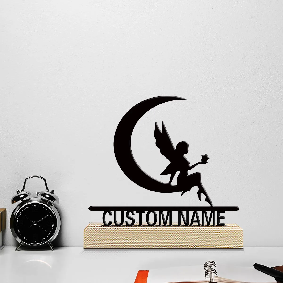 1pc Metal Ornaments with Customizable Names Customizable Name Equipped with A Wooden Base Festival Ornaments and Decorations
