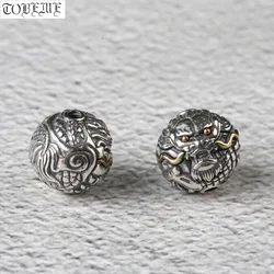 Handmade 925 silver Power Dragon Beads Sterling Silver Lucky Beast Beads jewelry findings Good Luck
