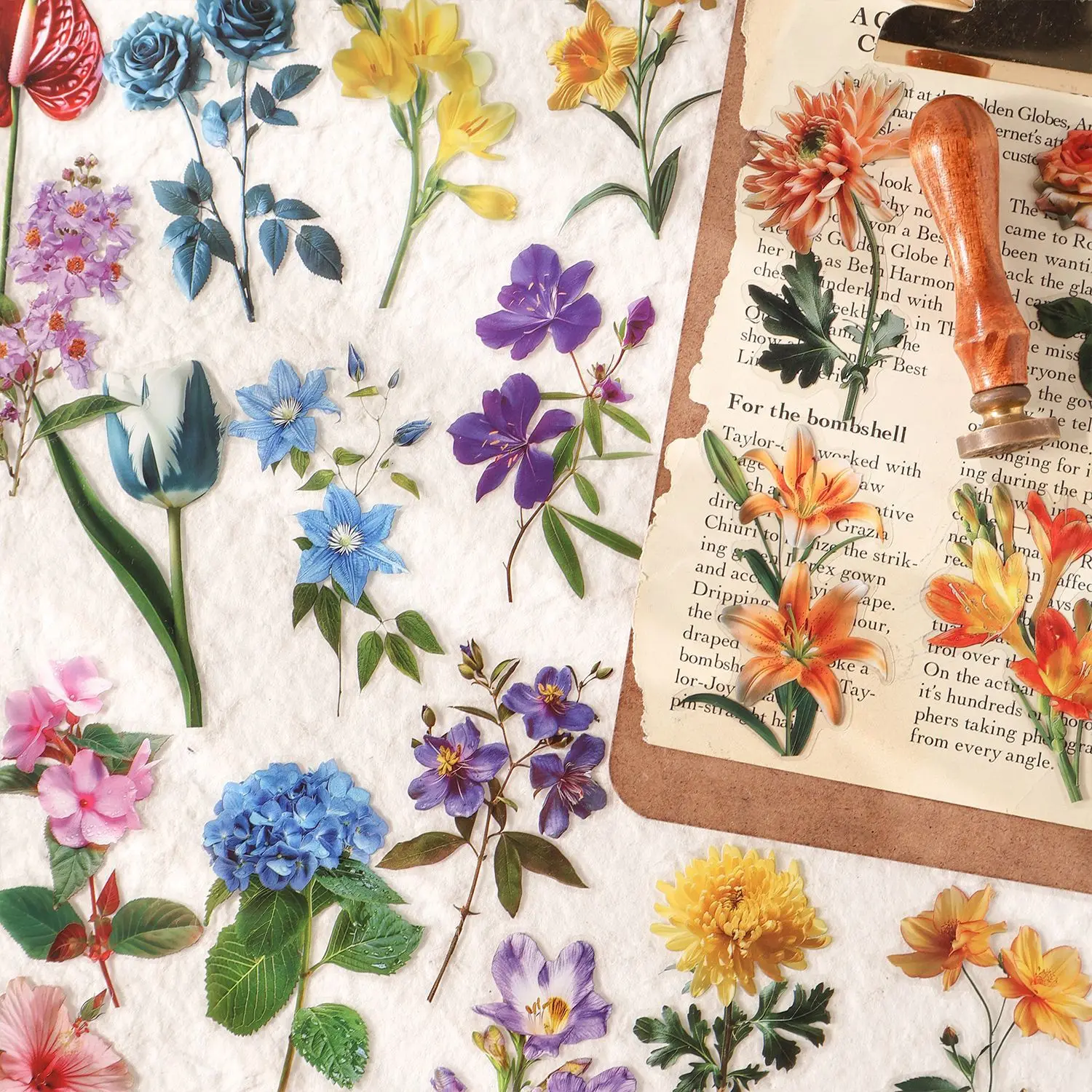 Flowers and Colors Series Vintage Plant Floral Landscape PET Sticker Creative DIY Journal Material Collage Stationery