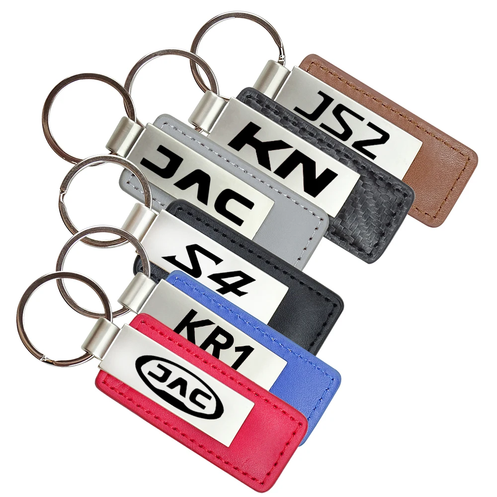 Car Key Rings For JAC IC5 J3 J4 J7 JS3 JS4 JS2 KN KR1 QX REFINE S2 S3 S4 S5 S7 T6 T8 Leather Metal Key Chain Emblem Accessories