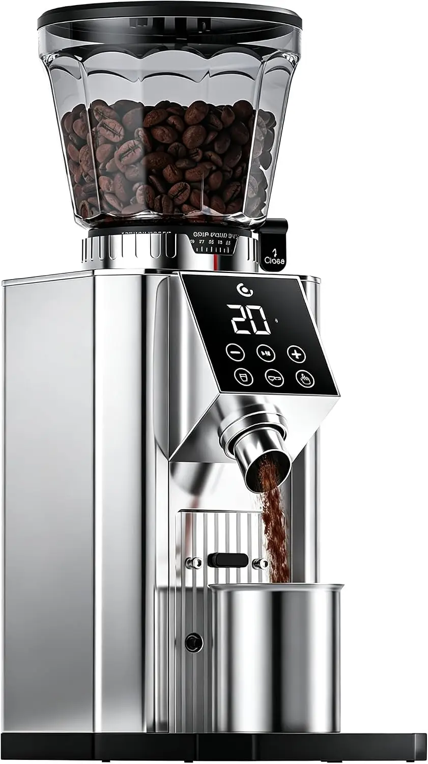 Burr Coffee Grinder with 45 Settings, Anti-Static, Ice Silver