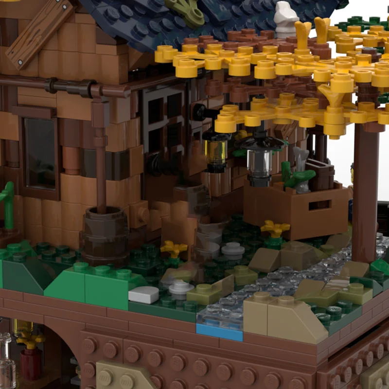 1803 pièces MOC cabane de grotte cachée blocs de construction modulaires ensemble de bricolage, modèle de village créatif, jouet d'architecture Miniature pour enfants et Fans