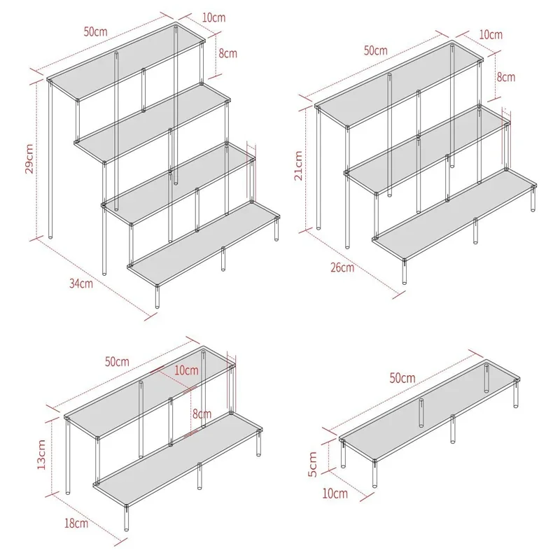 yesExtended Multi-tier Clear Acrylic Stepped Display Stand Organizer for Action Figures Dolls Jewelry Cosmetics Display