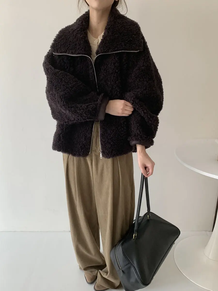 Lamb Wool Coat 2025 Autumn and Winter Loose Casual Plus Velvet Padded Women's Mao Mao Coat