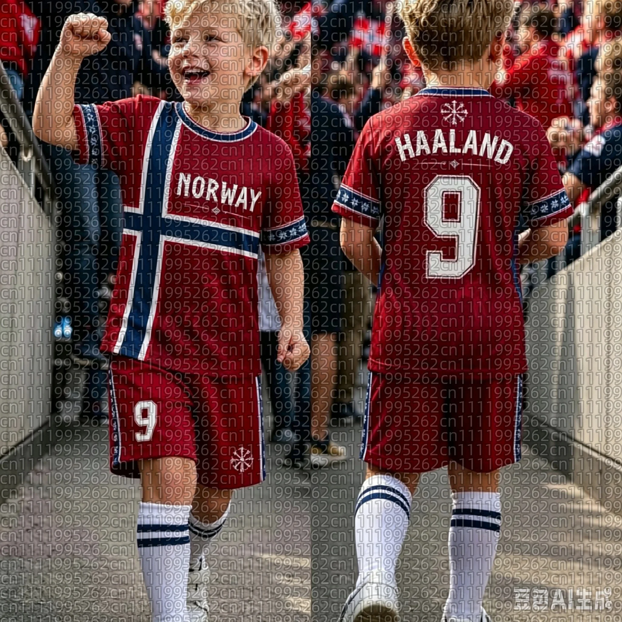 26 Boys' Haaland No. 9 Soccer Jersey, T-Shirt, and Shorts Set – Norway Men's Soccer Fan Gear – Kids' Matching Family Outfit