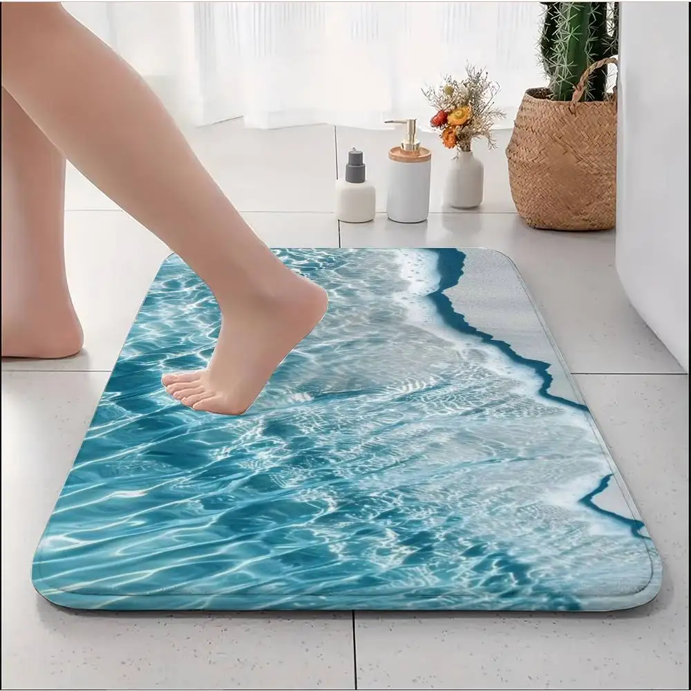 

Floor Mat Printed Large Carpets Room And Bedroom Carpets Bathroom Anti Slip Beach Waves Door MATS Small Carpets