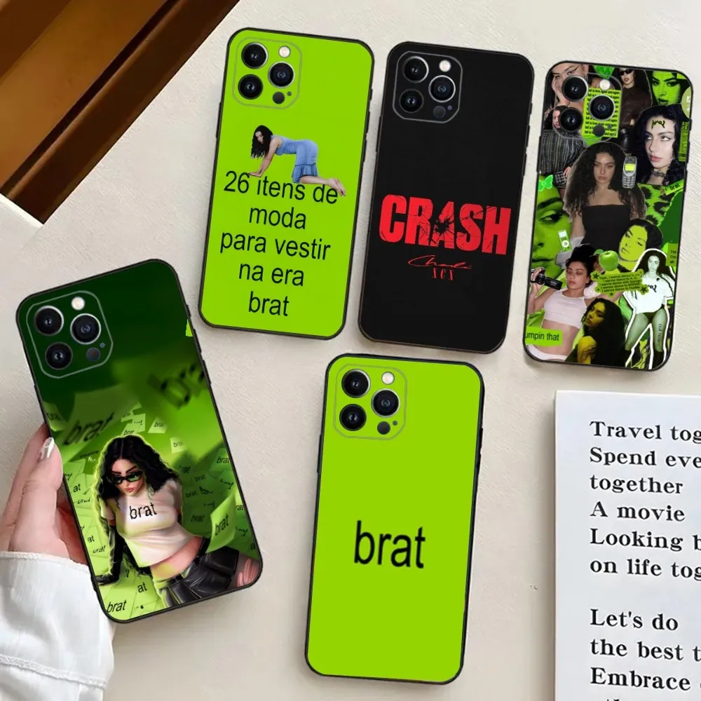 Charli XCX Brat  Phone Case For iPhone 16,15,14,13,12,11,Plus,Pro Max,XS,X,XR,SE,Mini,8,7 Soft Silicone Cover