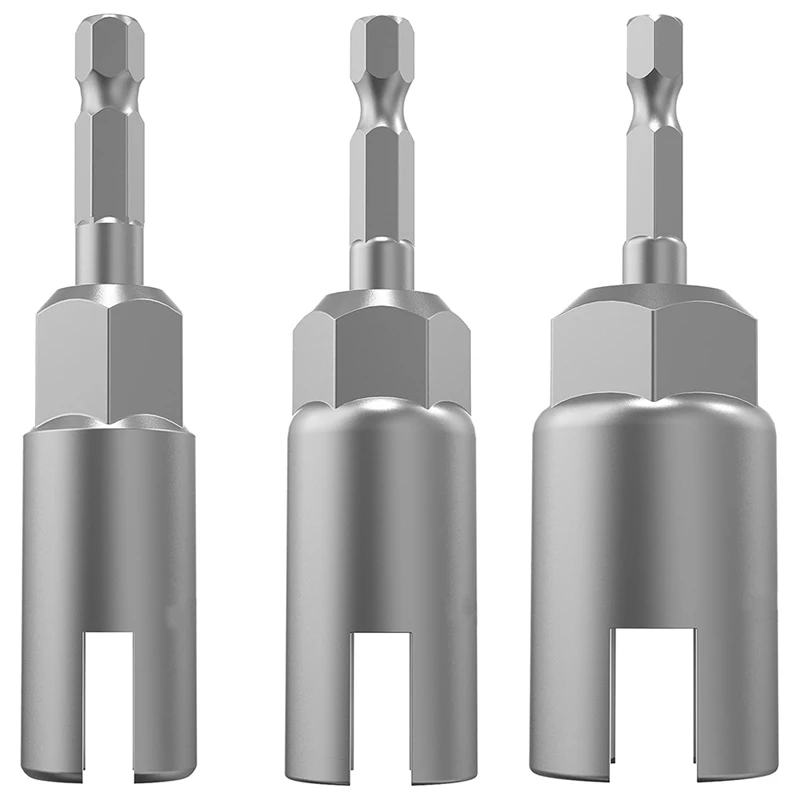 

ABKO-3Pcs 1/4Inch Nut Driver Power Wing Nut Drill Bit Socket Tool Drive Kit,Slotted Wing Nut Drill Sleeve Wrench Wrench Kit
