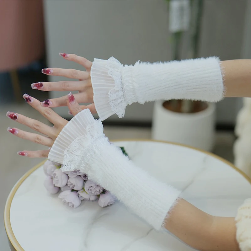 ネイルアート用の豪華なレーススリーブ,装飾された袖口,偽の装飾,1ペア