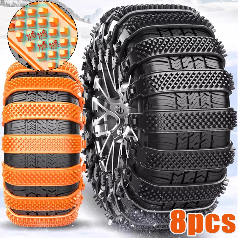 

8pcs Universal Winter Anti-skid Car Truck Wheel Tyre Tire Snow Ice Chains Belt Vehicles SUV Wheel Chain Mud Road Emergency Chain