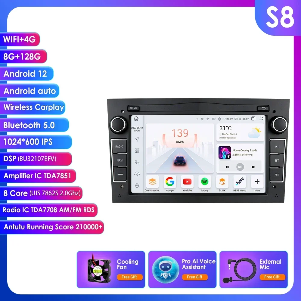 Autoradio Carplay Android 2din Auto Gps Voor Opel Astra H J 2004 Vectra Vauxhall Antara Zafira Corsa C D Vivaro Meriva Veda Audio