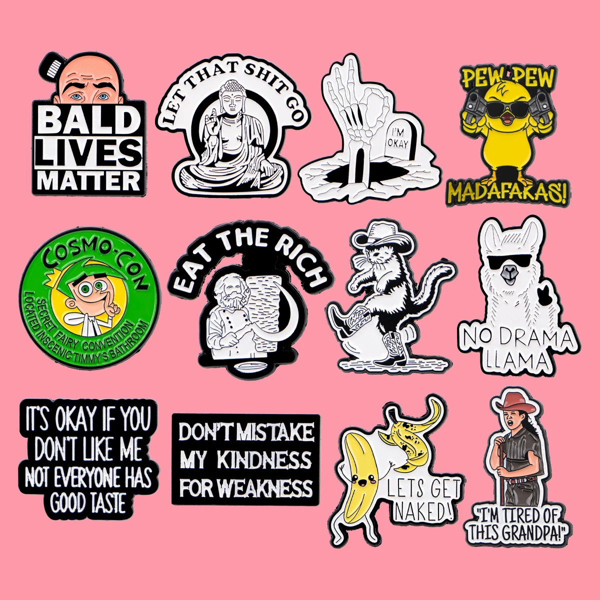Lustige Tiere Zitate Emaille Pins Cartoon Phrase Brosche Anstecknadel Abzeichen auf Rucksack Kleidung Accessoires Modeschmuck Kind Geschenk