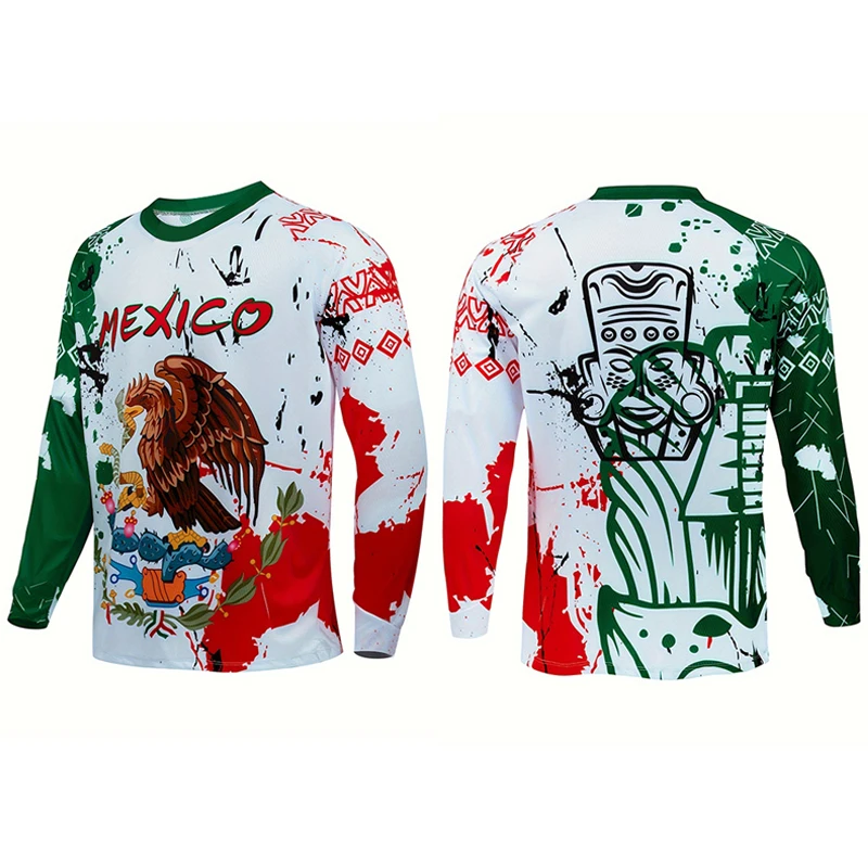 جديد المكسيكي نمط الدراجات الفانيلة موتوكروس والدراجات الجبلية الفانيلة طويلة الأكمام بلوزات في الهواء الطلق التجفيف السريع القمم