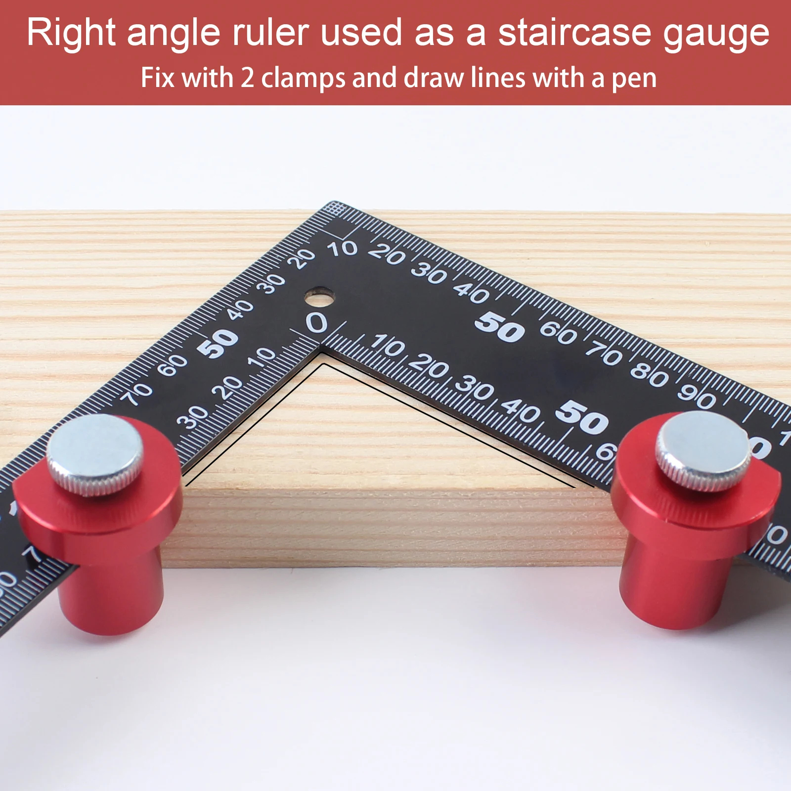 Imagem -04 - Stair Gauge para Framing Convencional Square Stop Framing Tool Braçadeira Fixa Rápida Ferramenta de Carpinteiro Novo Pcs