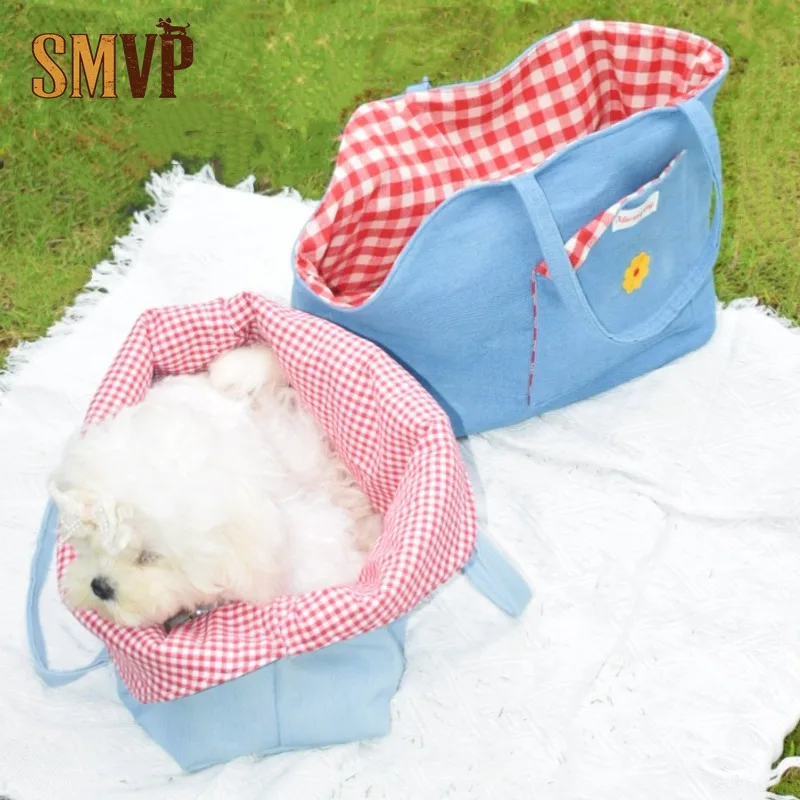 

Denim Pet Tote Bag Portable Single Shoulder Carrier For Small Dogs And Cats Breathable Outdoor Travel Bag Pet Backpack