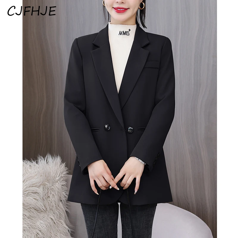 

CJFHJE Solid Color Women's Chic Suit Jacket Spring New French Fashion Elegant Women Korean Casual Loose Fitting Suit Jacket