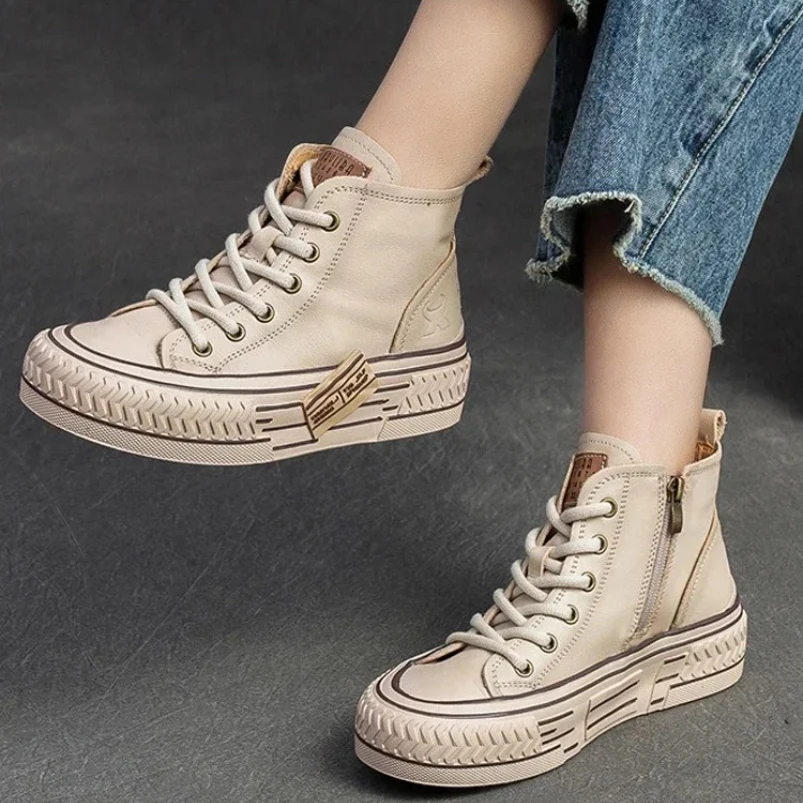 

2025 женские мокасины из коровьей кожи, массивные кроссовки, корейские ботильоны на плоской подошве, модная платформа на танкетке