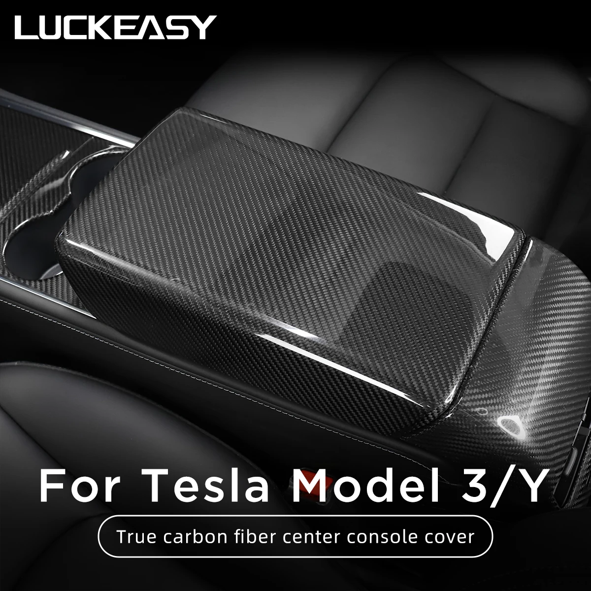 

For Tesla Model 3 Model Y Armrest Box Interior Modification Accessories Model3 2023 Control Real Carbon Fiber Armrest Box Cover