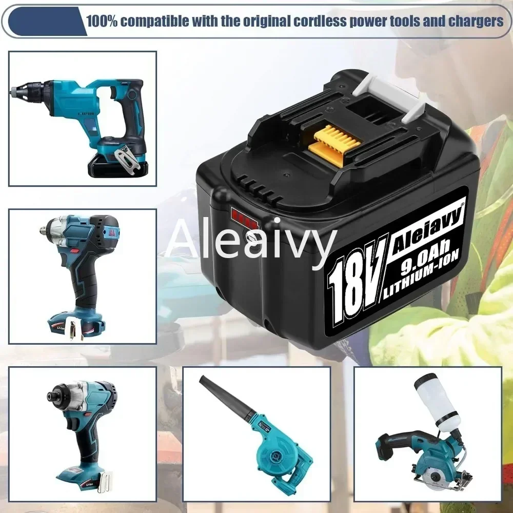 [BL1830 9.0Ah] Bateria de íon de lítio de substituição de 18V compatível com Makita Bateria de 18 volts BL1860 BL1840 BL1850 Ferramentas elétricas sem fio