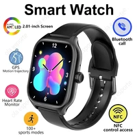 Reloj inteligente GPS NFC hombres mujeres monitoreo de salud relojes deportivos pantalla AMOLED de 2,01 pulgadas Bluetooth llamada Smartwatch IP68 impermeable