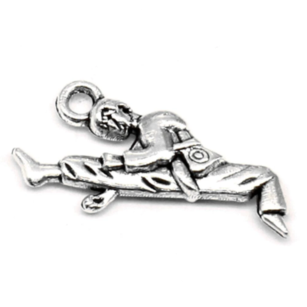 Taekwondo Charms Pendants For Jewelry Making Component Jewelry For Women 12x22mm 10pcs Antique Silver Color