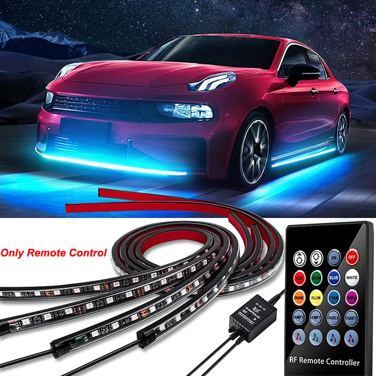 Neon LED Auto Bodem Underglow Strip Lights Bar met afstandsbediening APP 16 miljoen kleuren Muziek DIY RGB Exterieur Underbody Light 120x150cm