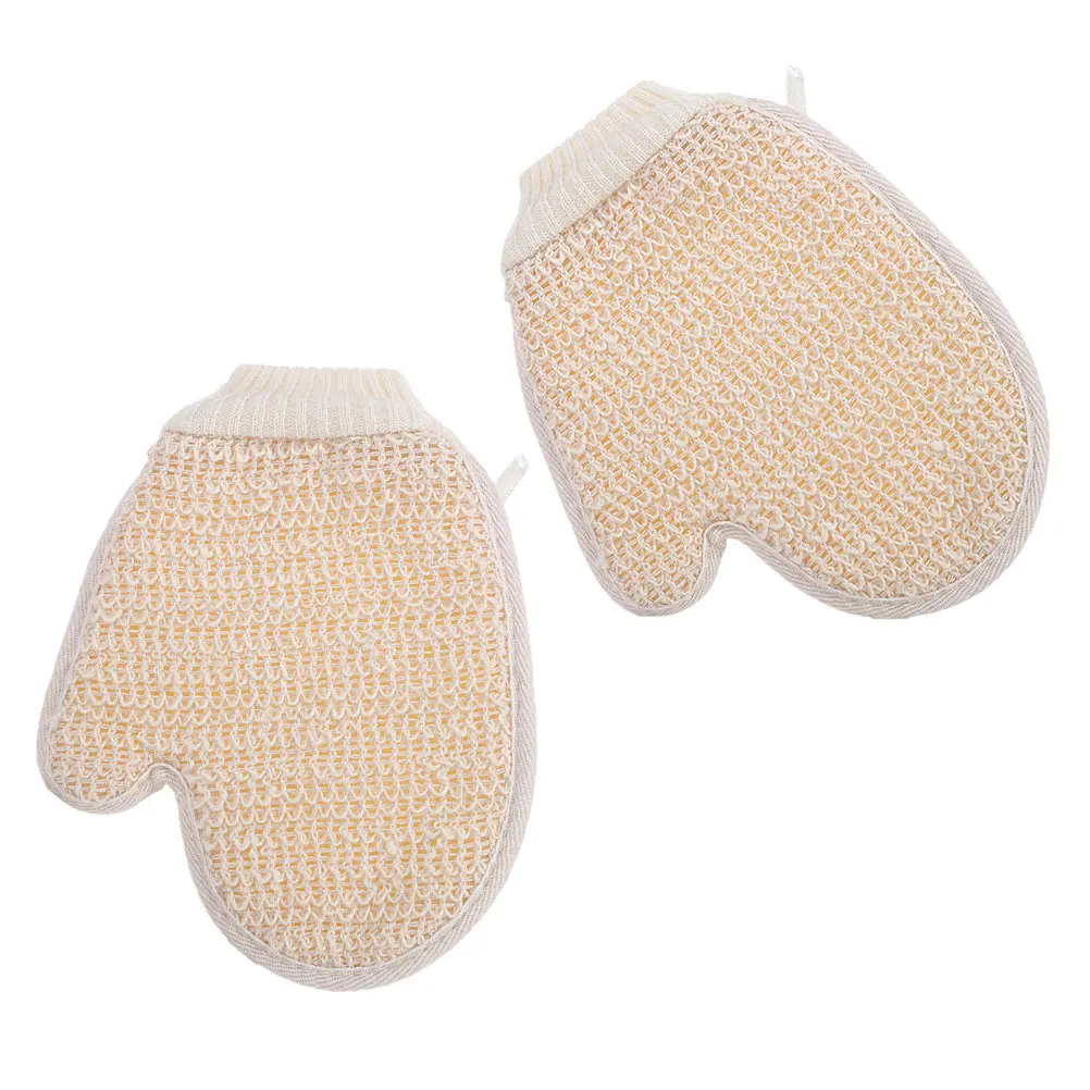 

2Pcs Beige Dual-Texture Bath Gloves Soft Shower Exfoliating Gloves for Adults Body Scrubbing and Dirt Removal Body Scrub Glove