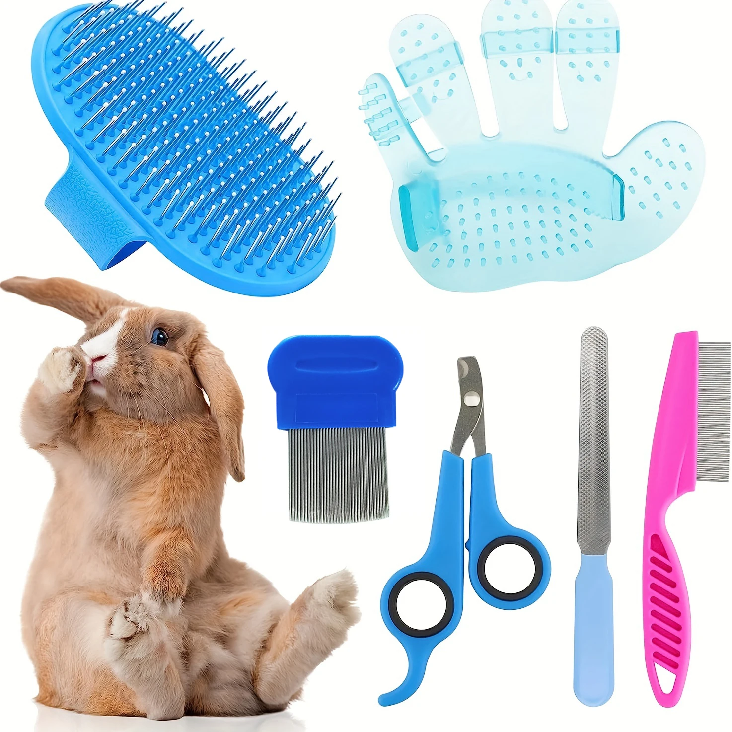 Haustierpflegeset-Paket (5/6/8-teilig) – Pflegewerkzeuge für Hunde/Katze/Hase/Hamster: Bürsten, Nagelknipser, Entformungskamm und Haustierhandtuch