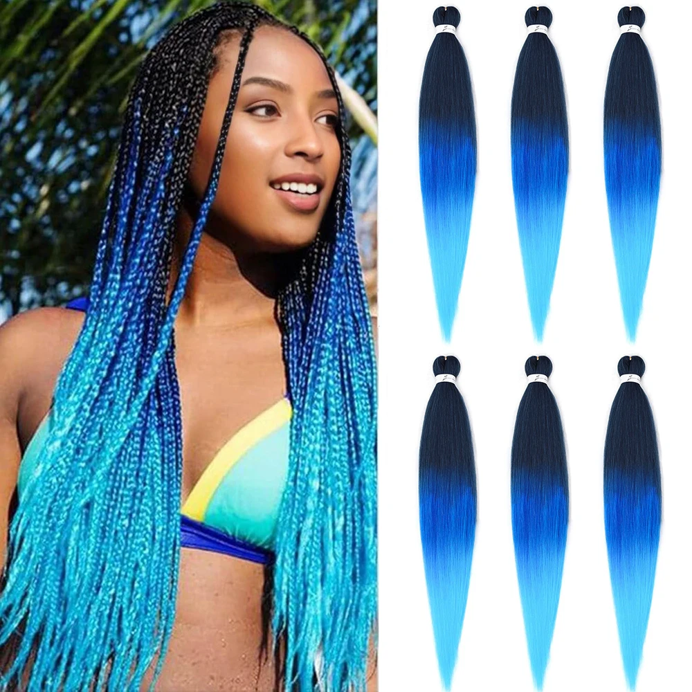 브레이딩 헤어 프리 스트레치 천연 이지 트위스트 브레이드 EZ 브레이딩 헤어 26인치 뜨거운 물 세팅 전문 합성 섬유