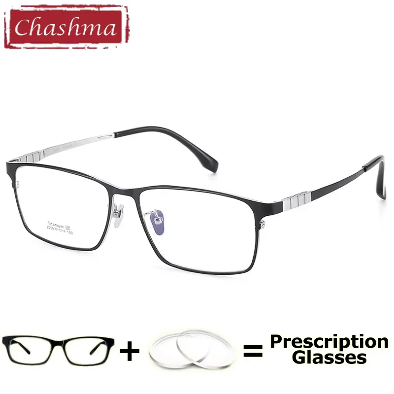 Chashma Prescription Glasses Men Optical Wide Eyeglasses Frame Pure Titanium Ultra Light Myopia Lens Multifocal Spectacles Gafas
