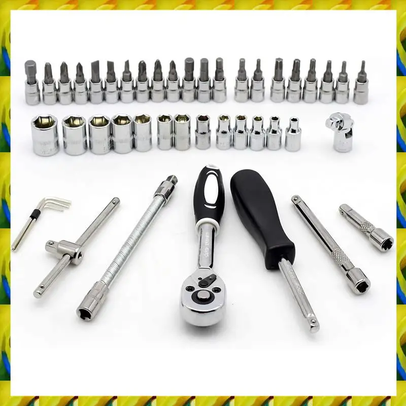 

WFF 46PCS Drive Socket Set,Metric Ratchet Wrench Set With CR-V Sockets,S2 Bits,Mechanic Tool Kits For Household Auto Repair