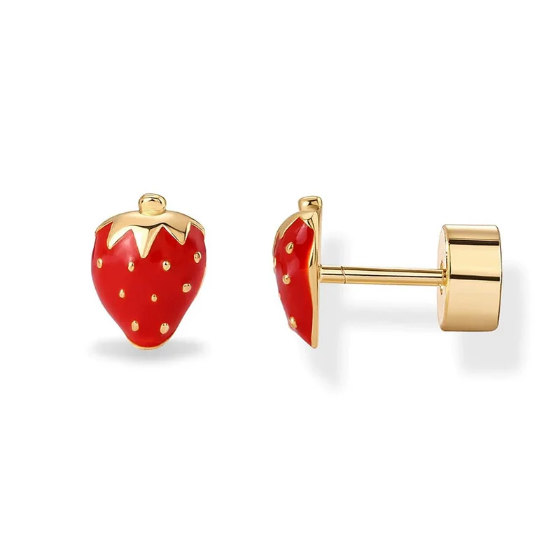 2pcs Women's Stud Earrings Cherry Plant Design, Gift Set