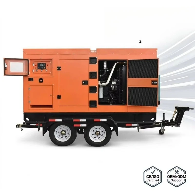 High Quality 100 kva 200 kva Mobile Silent  Generator Powered by  Trailer Type Soundproof Power Generator 250 Kva