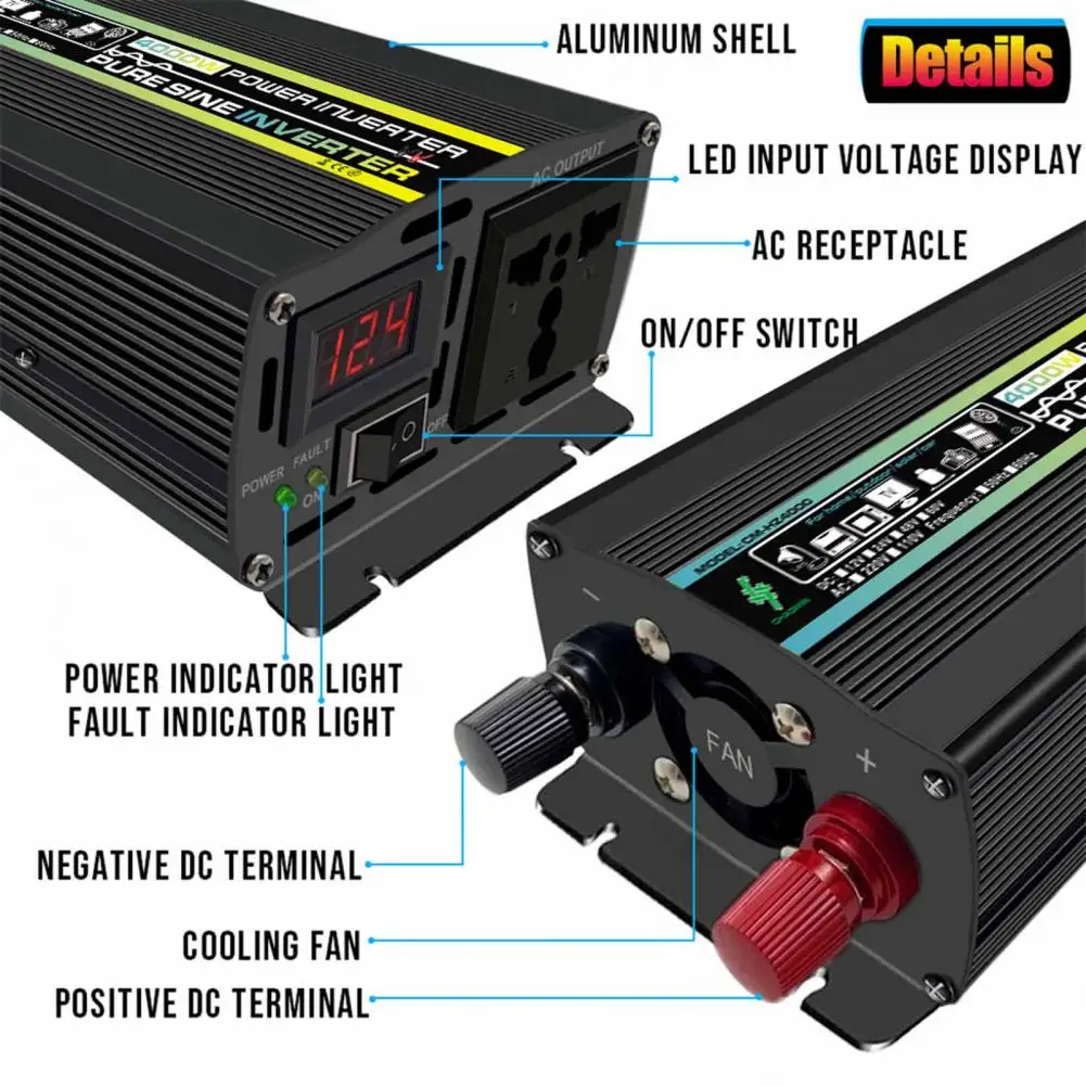 Power Inverter 1 Set Durable USB Port LED Display  12V/24V to AC 220V Car Convert Adapter Auto Accessories