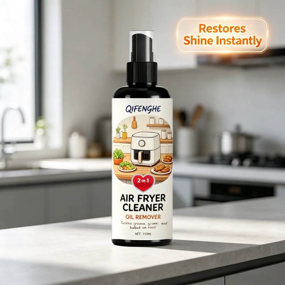 QIFENGHE Spray Limpador de Fritadeira a Ar 110ML com Toalha, Removedor de Óleo 2 em 1, Remove Gordura, Sujeira e Resíduos de Alimentos para Cozinha