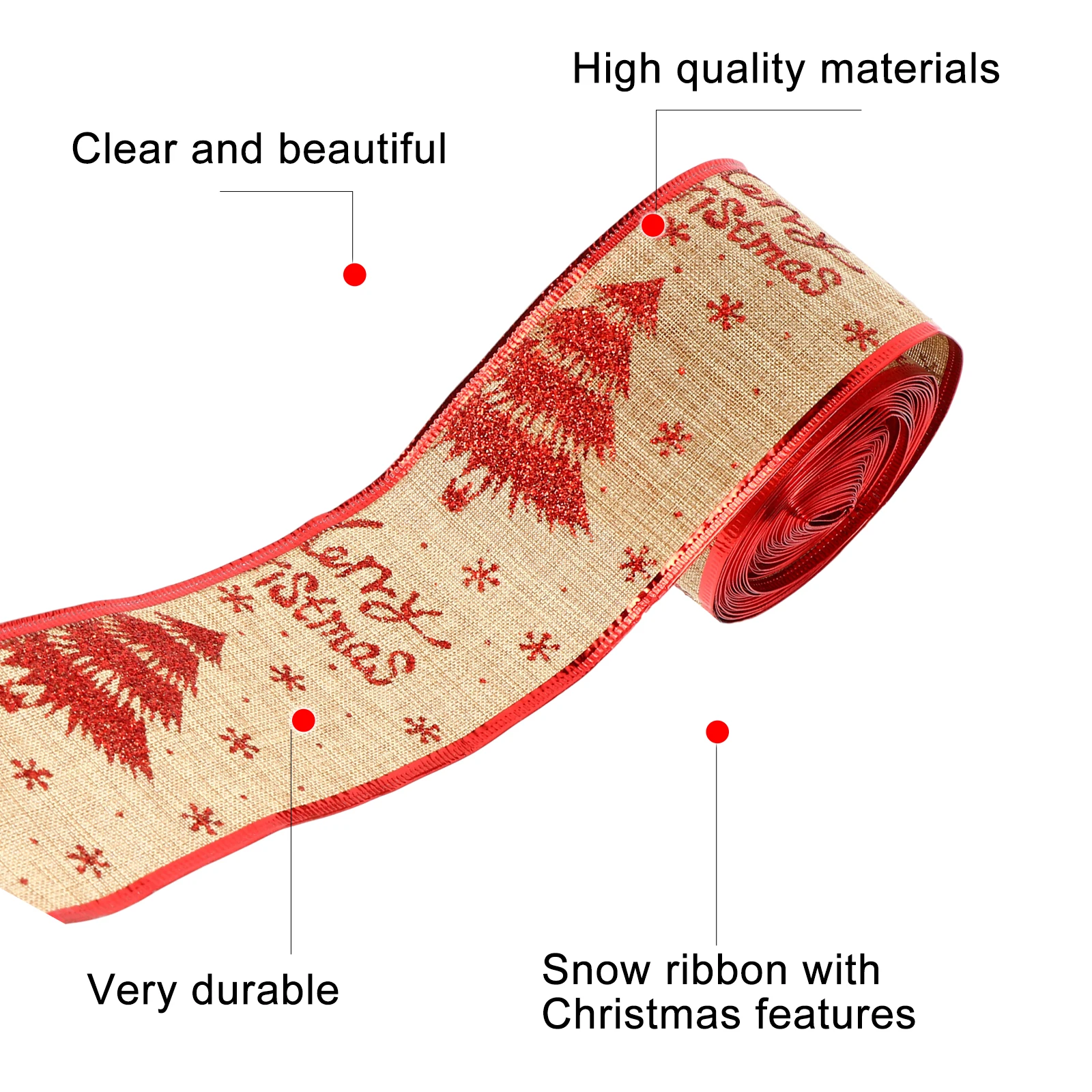 

10Yards Burlap Ribbon Black Fabric Wrapping Christmas Tree Snowflake Printing DIY Ribbon Gift Packing Sewing Elastic Materials