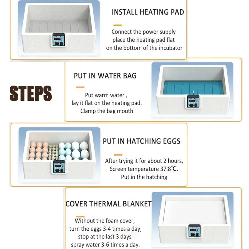 Egg Incubator Automatic Bionic Waterbed Incubator Egg Photo Machine Smart Thermostat Novice Incubation Poultry Turtle Lizard